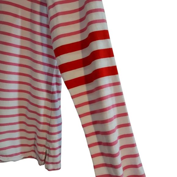 Boden Ella Long Sleeved Breton Top Ivory, Red, and Party Pink - Picture 6 of 13